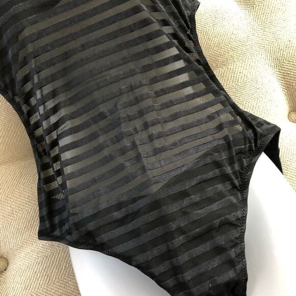 SelfieGo Black Tonal Stripe 1pc Swimsuit XXL - Picture 3 of 10